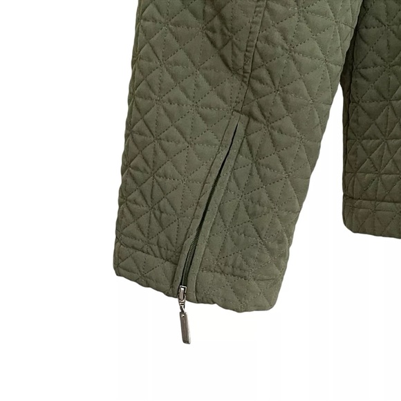 Gallery Olive Green Quilted Full Zip Jacket Pockets sz Large - Picture 7 of 12